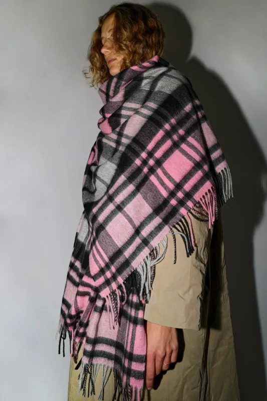 Glen Prince Long Wool Scarf in Pink Plaid sold by No. 6
