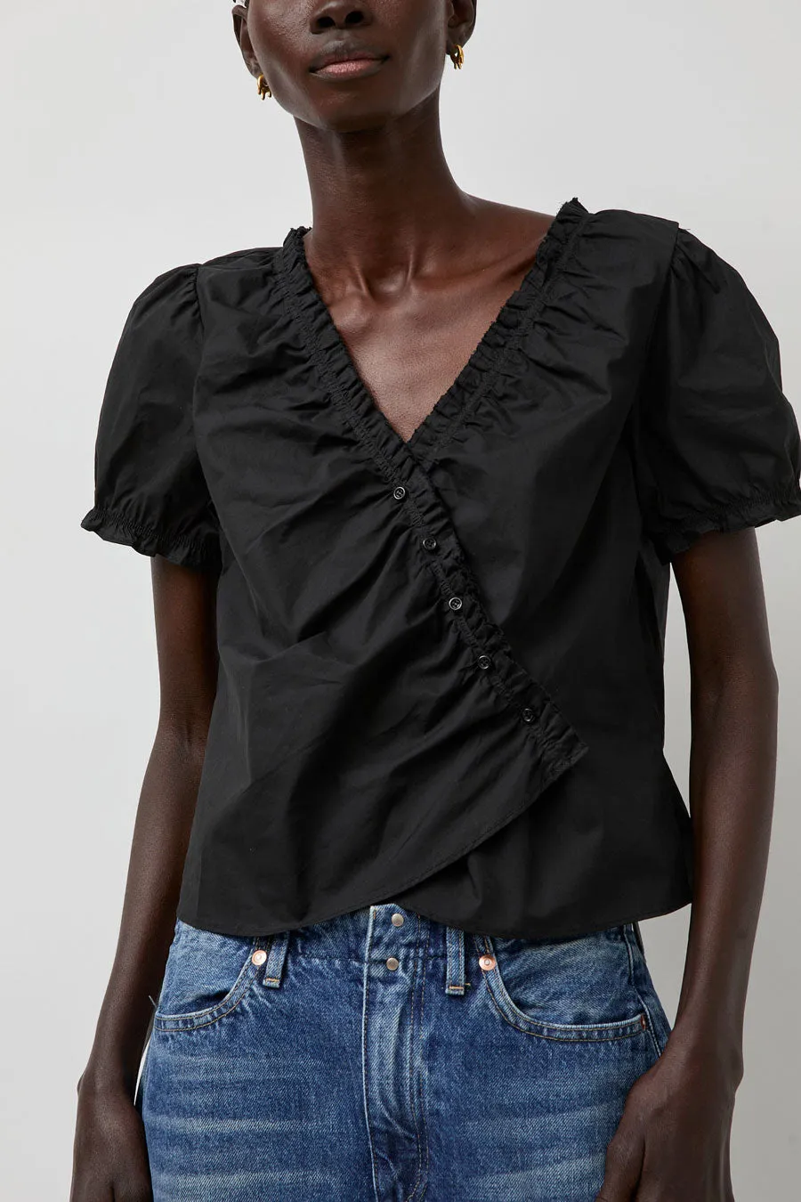 Deiji Studios Cross Frill Top in Black sold by No. 6 product image thumbnail 3