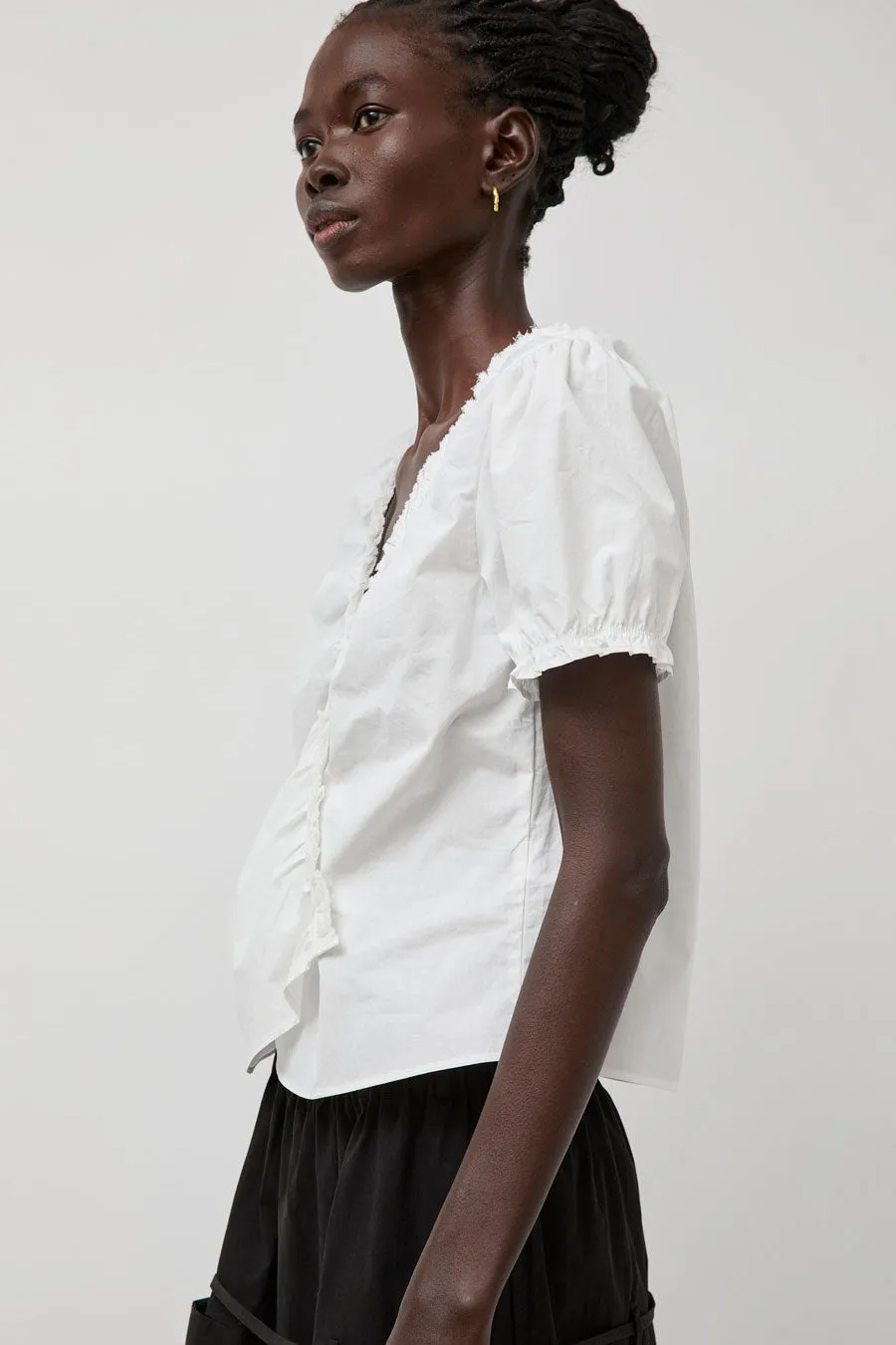 Deiji Studios Cross Frill Top in White sold by No. 6 product image thumbnail 4