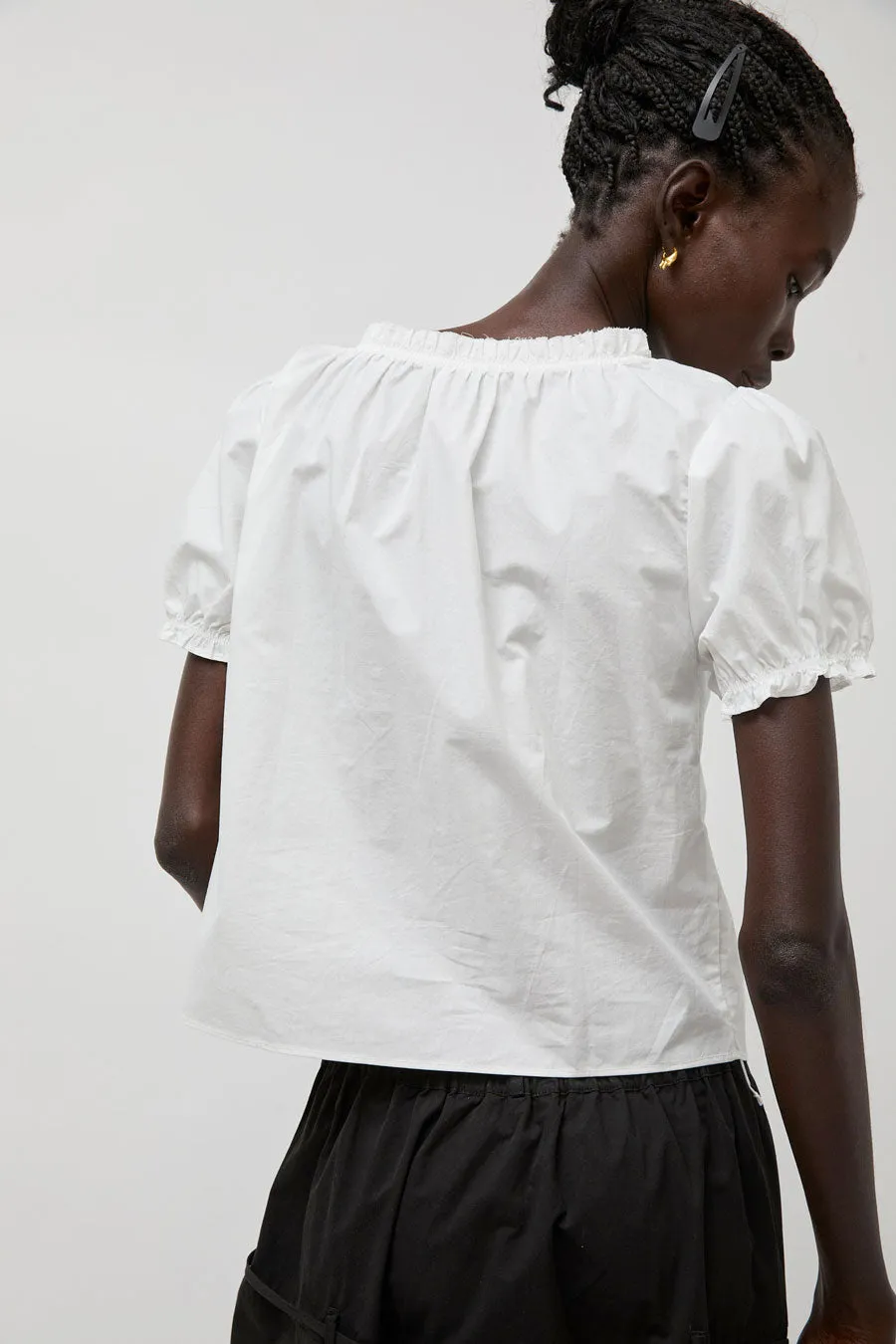 Deiji Studios Cross Frill Top in White sold by No. 6 product image thumbnail 5