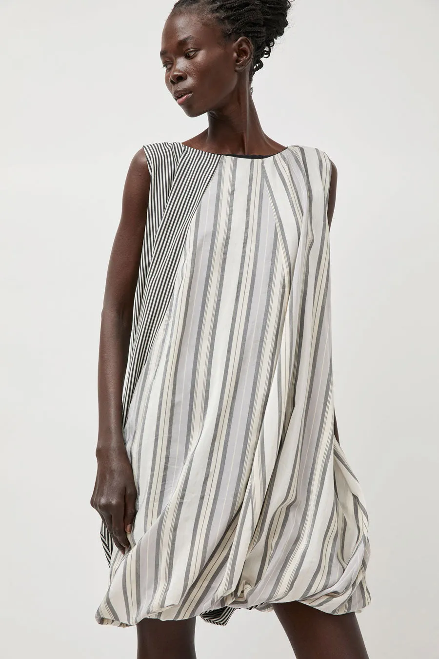 Baserange Bella Dress in Grey Stripe sold by No. 6