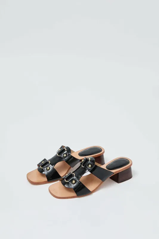 No.6 Beau Sandal in Black Patent made by No. 6
