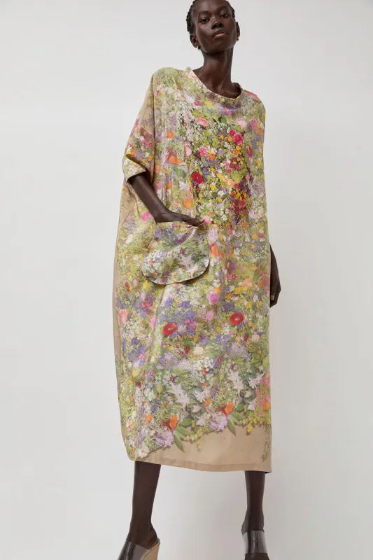 Anntian Silk Dress in Print D Bouquet made by ANNTIAN