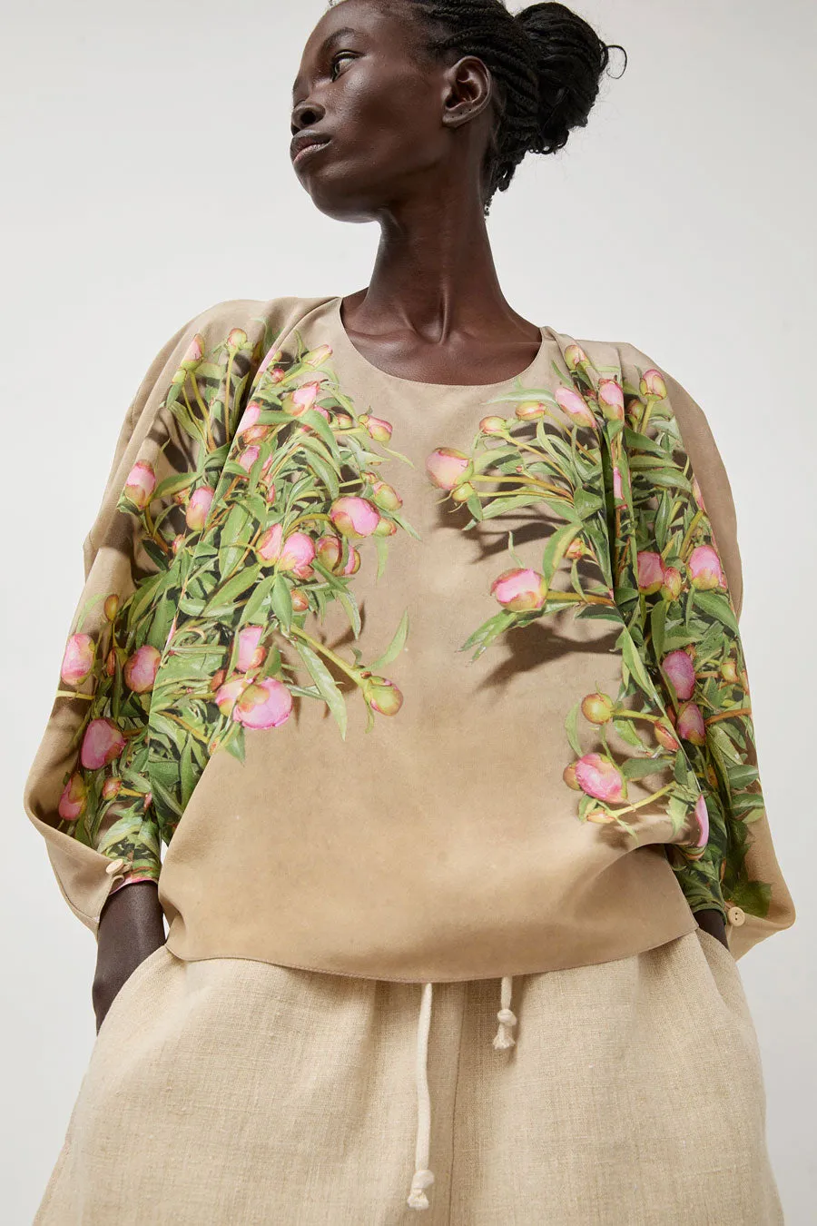 Anntian One World Top in Print C Peony sold by No. 6