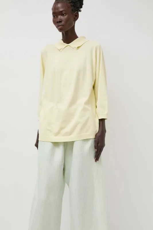 Quitan Crew Neck Knit with Polo Collar in Lemon made by No. 6