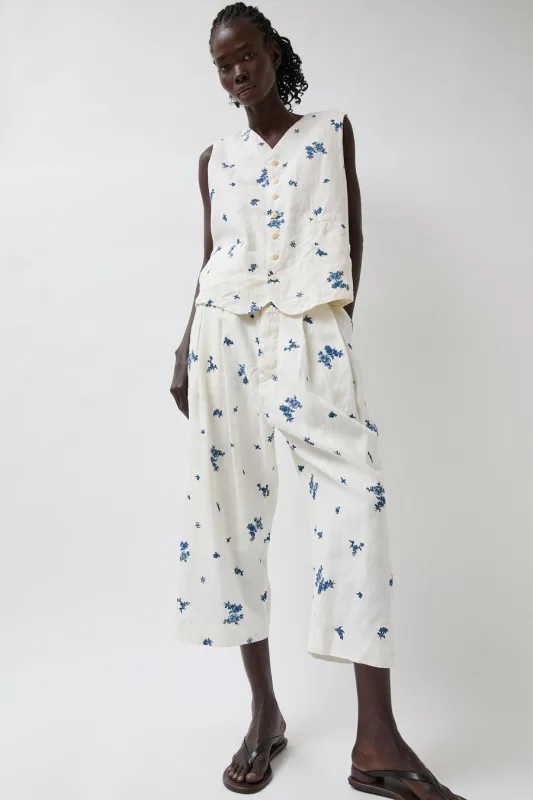 Quitan Wide Cricket Trousers in Indigo Print made by No. 6