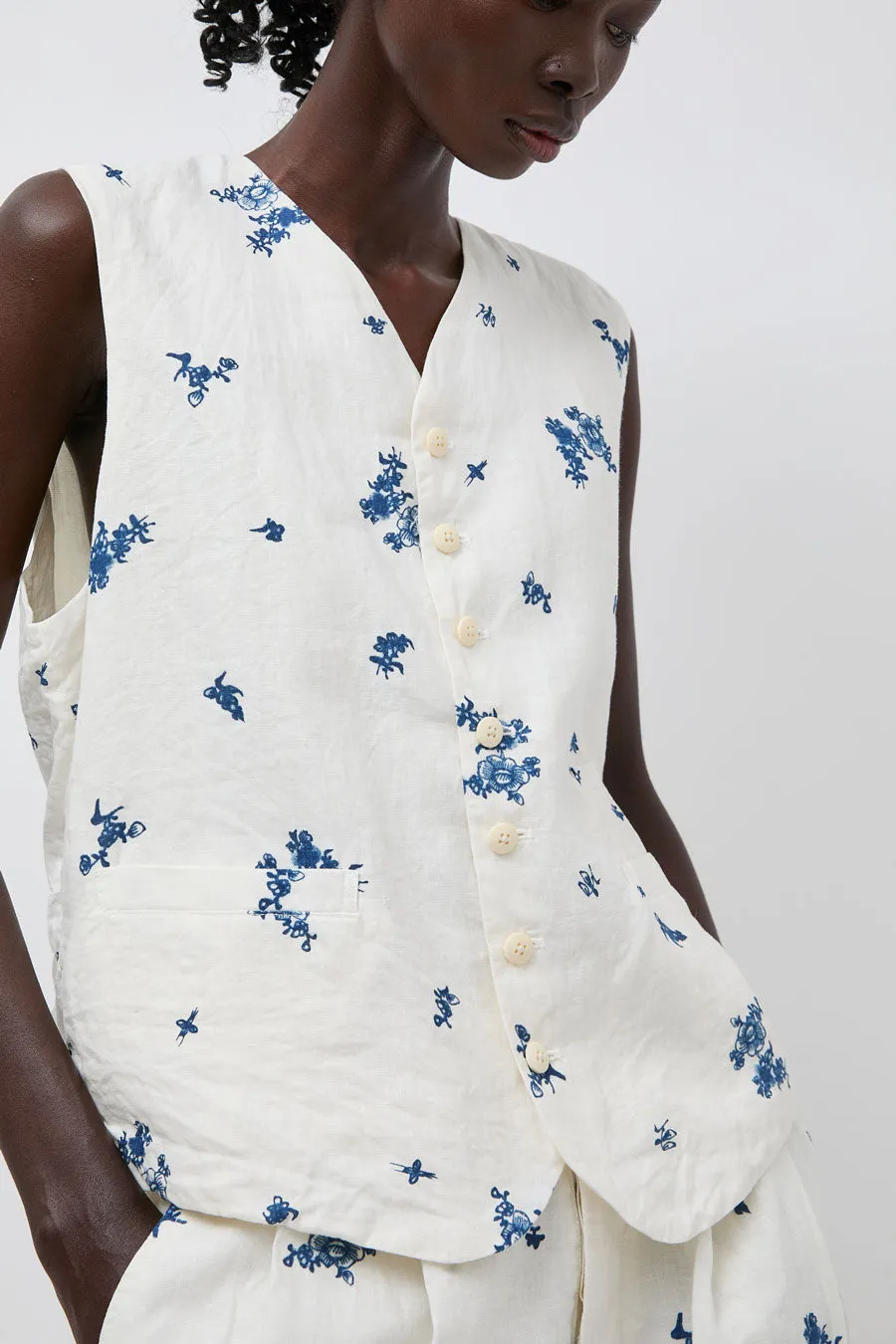 Quitan Long Gilet in Indigo Print sold by No. 6 product image thumbnail 5
