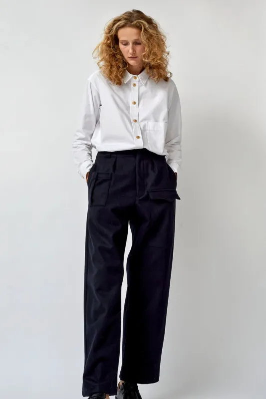Girls of Dust Guerilla Pants in Navy Wool sold by No. 6