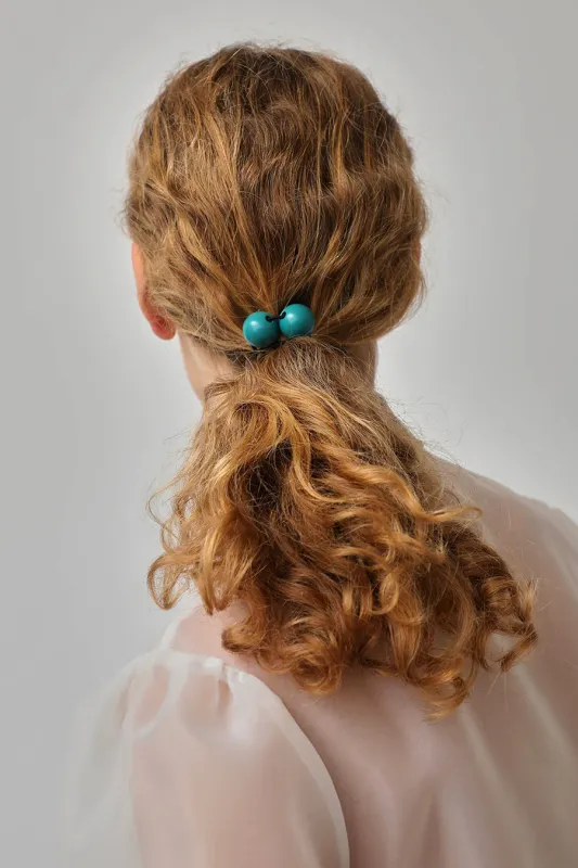 Saskia Diez Wood Hair Tie in Turquoise made by No. 6