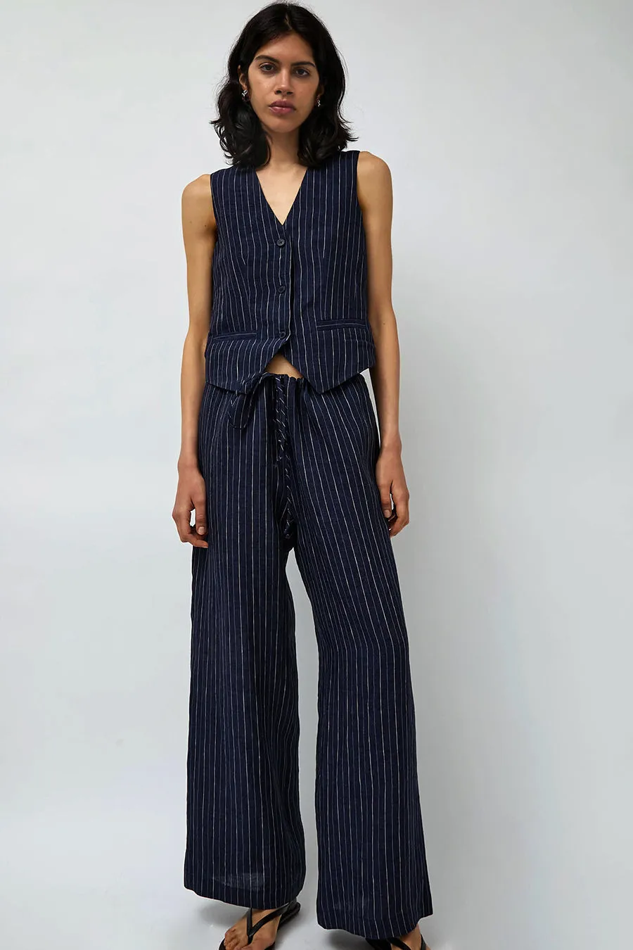 No.6 Mina Pant in Navy Pinstripe sold by No. 6