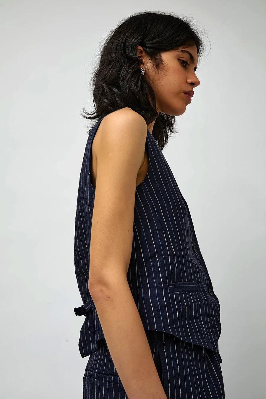 No.6 Martin Vest in Navy Pinstripe sold by No. 6 product image thumbnail 4