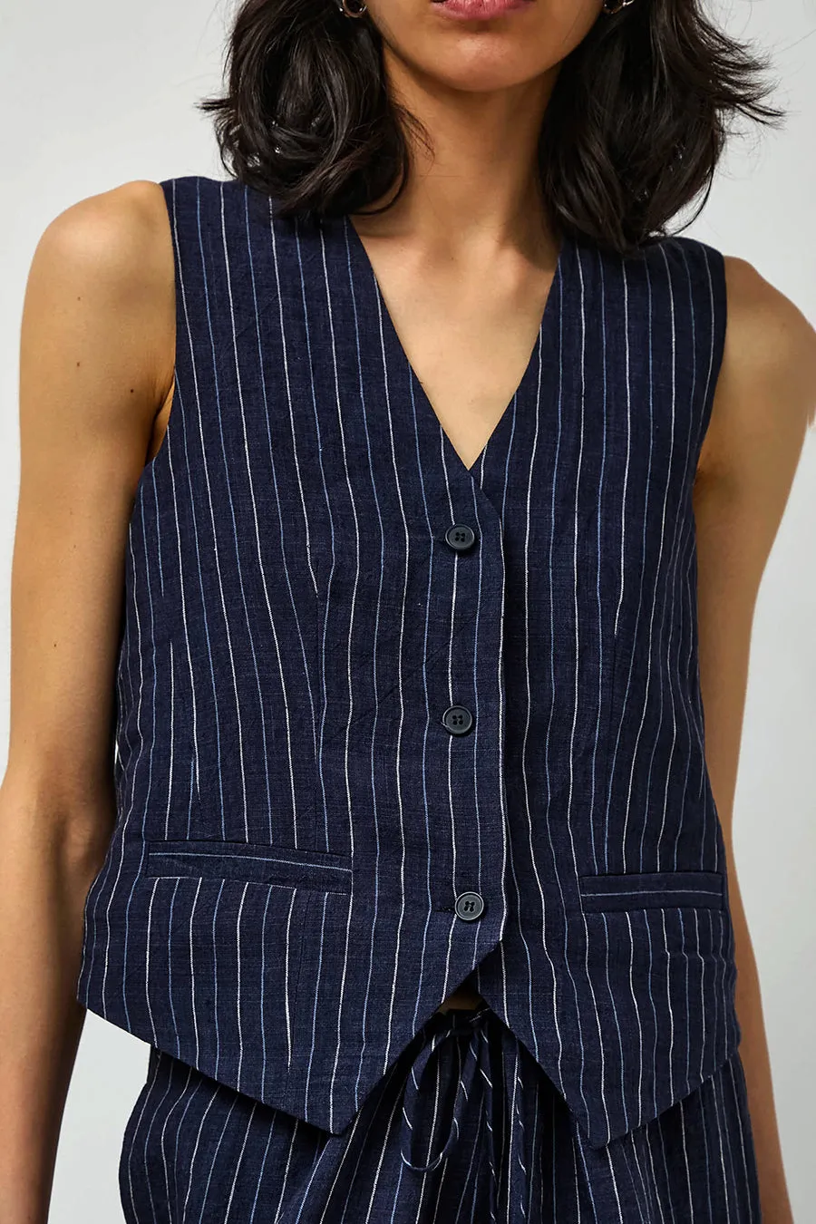 No.6 Martin Vest in Navy Pinstripe sold by No. 6 product image thumbnail 3