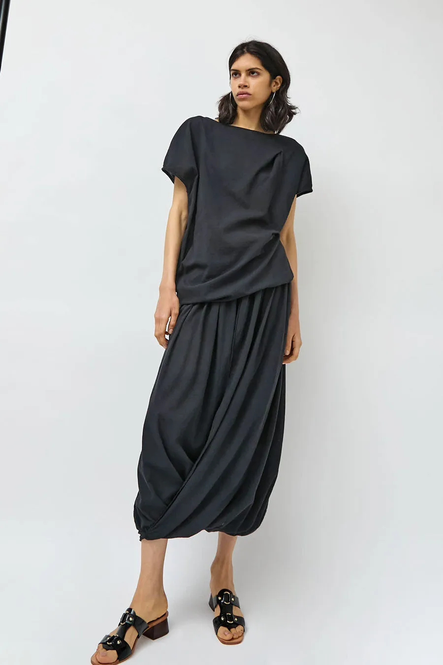 Black Crane Greek Column Skirt in Sumi Black sold by No. 6