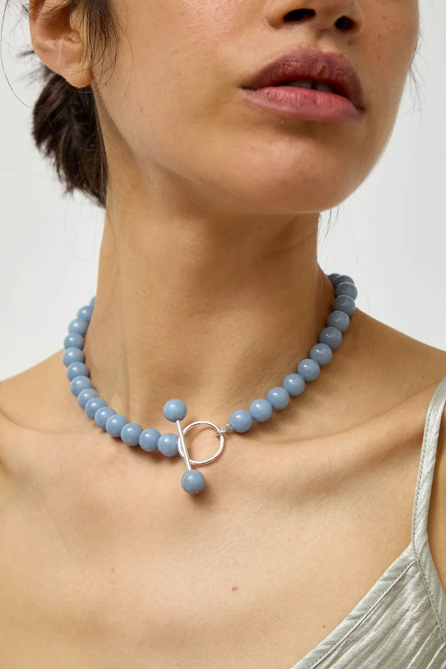 Saskia Diez Barbelle Necklace in Sky sold by No. 6 product image thumbnail 4