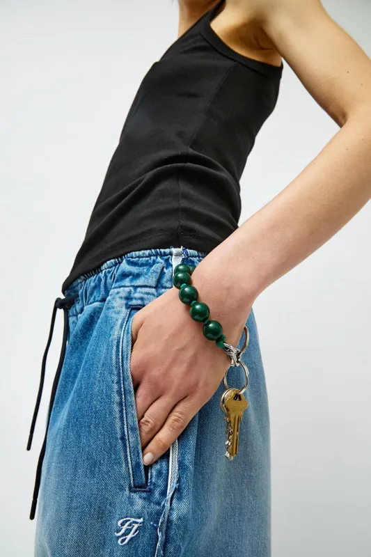 Ina Seifart Big Perlen Short Keychain in Dark Green made by Ina.seifart