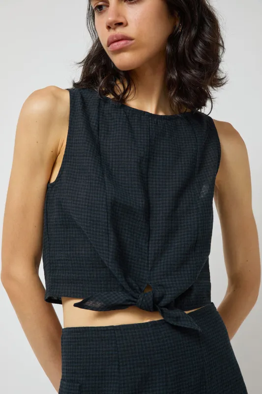 Zii Ropa Claude Top in Midnight Checkered made by Zii Ropa