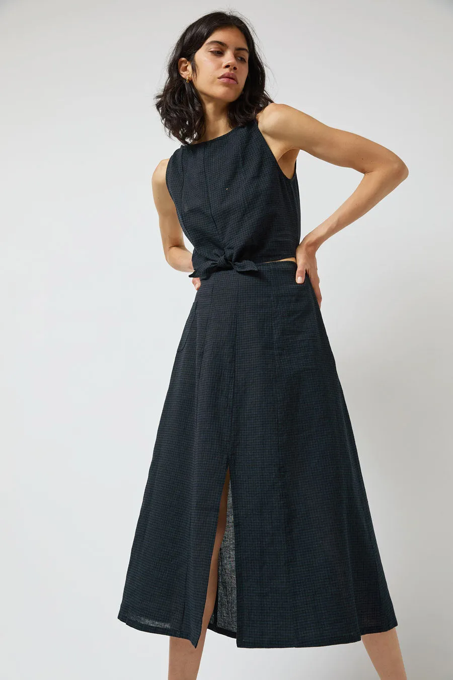 Zii Ropa Claude Skirt in Midnight Checkered sold by No. 6