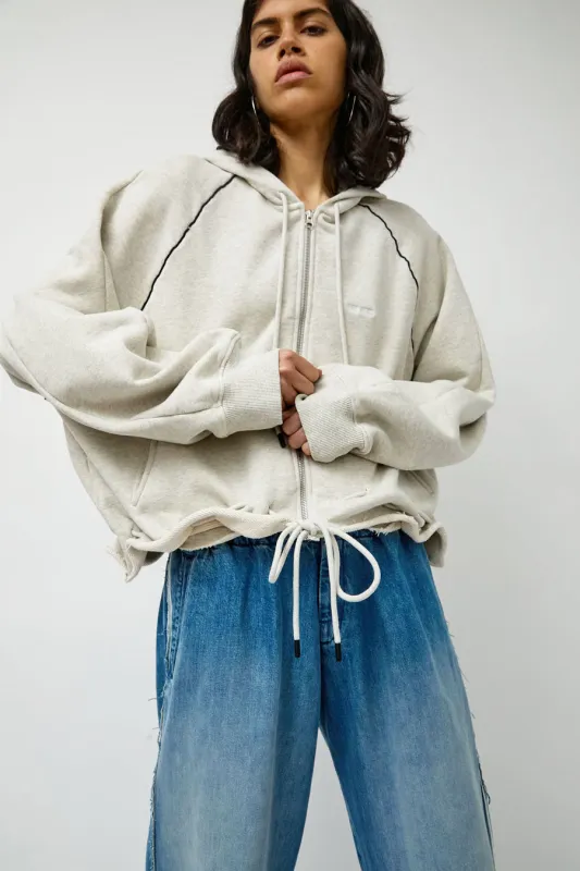 Façon Jacmin Soulwax Gathered Zip Hoodie in Light Grey made by No. 6