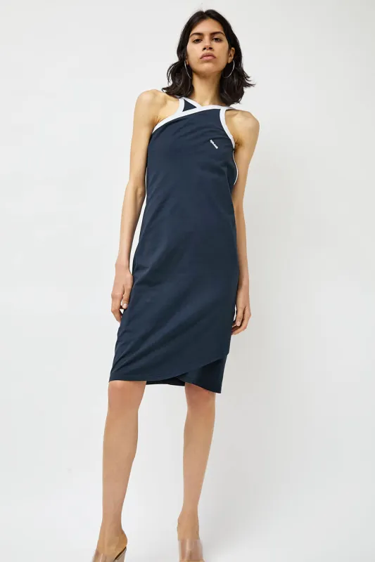 Façon Jacmin Roisin Crossing Dress in Dark Blue and White made by No. 6