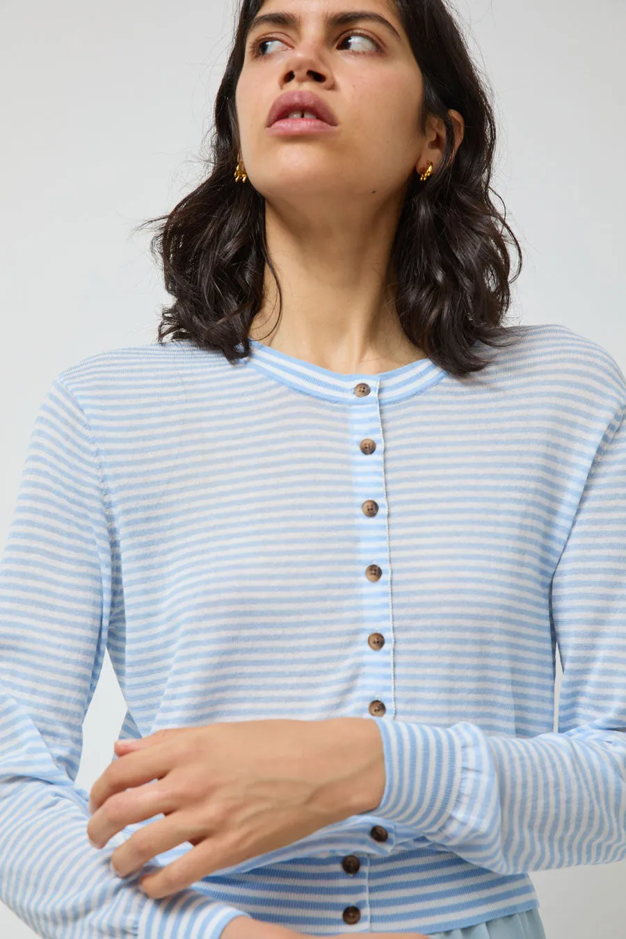 Ciao Lucia Hydra Cardigan in Periwinkle Stripe sold by No. 6