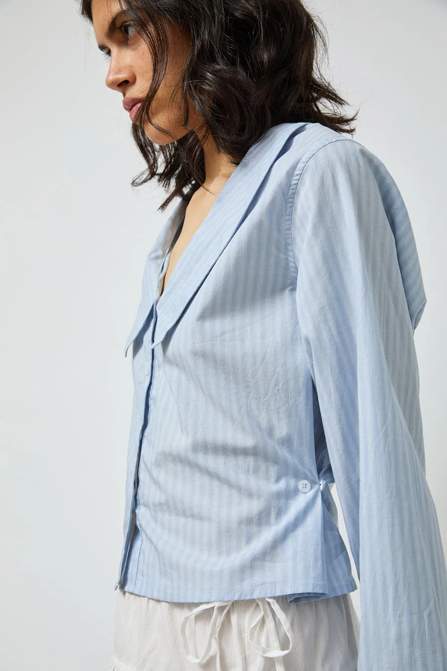 Deiji Studios Waist Button Shirt in Lake Blue Stripe sold by No. 6 product image thumbnail 3