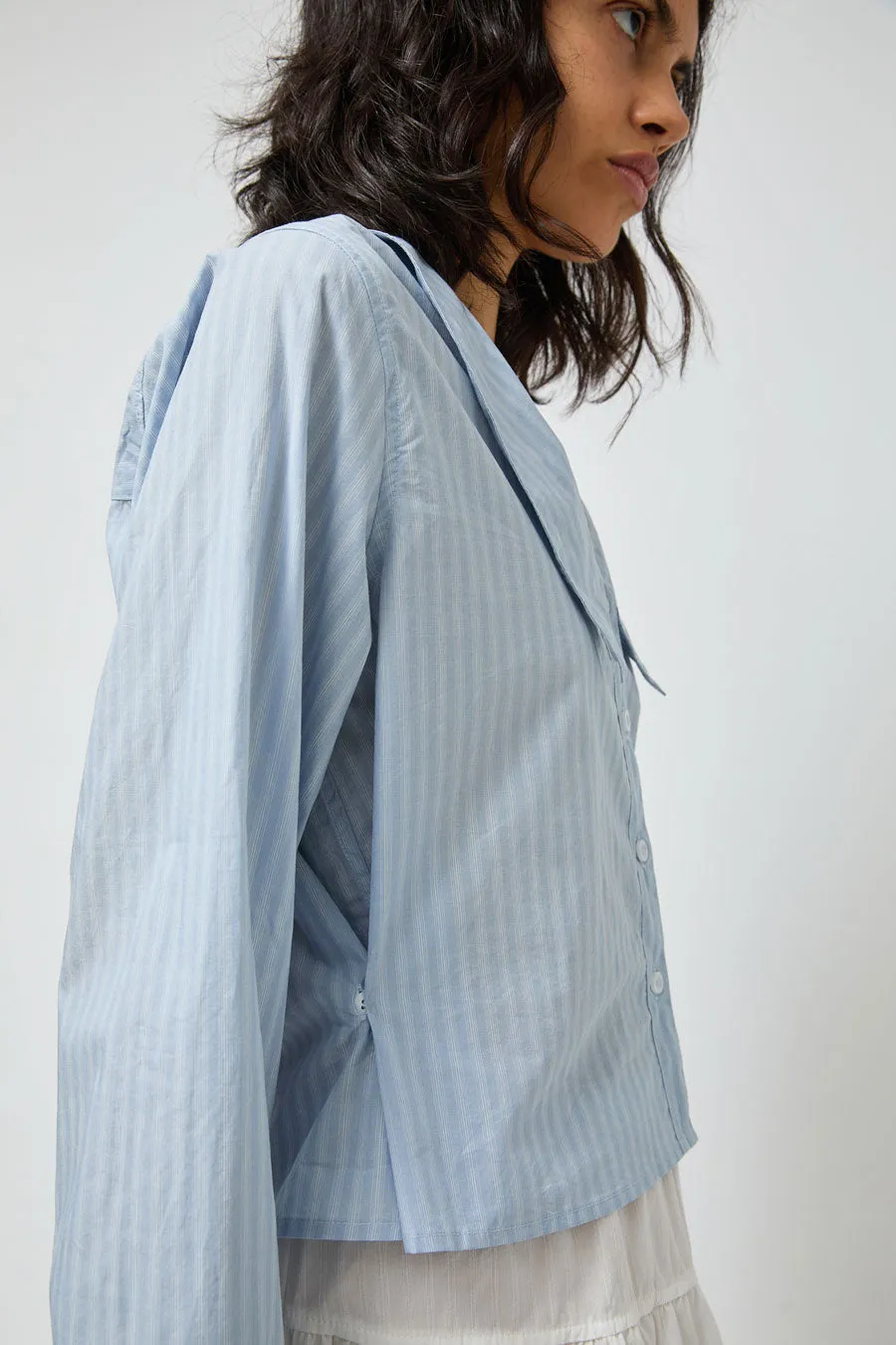 Deiji Studios Waist Button Shirt in Lake Blue Stripe sold by No. 6 product image thumbnail 2
