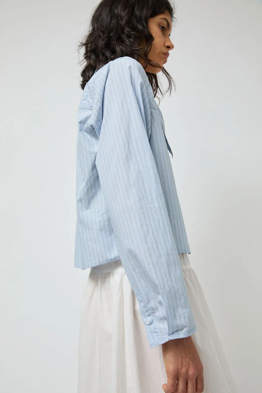 Deiji Studios Waist Button Shirt in Lake Blue Stripe sold by No. 6 product image thumbnail 5