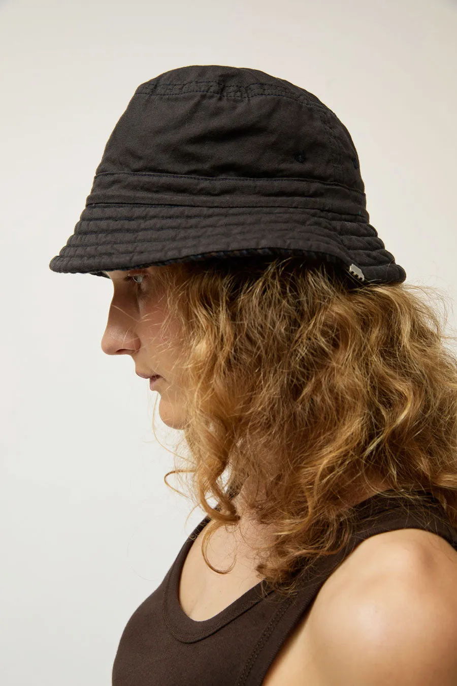 DECHO Quilted Reversible Bucket Hat in Brown and Navy sold by No. 6 product image thumbnail 2