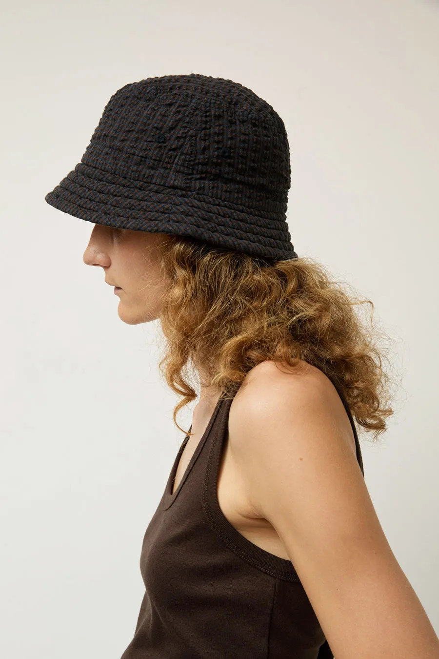 DECHO Quilted Reversible Bucket Hat in Brown and Navy sold by No. 6