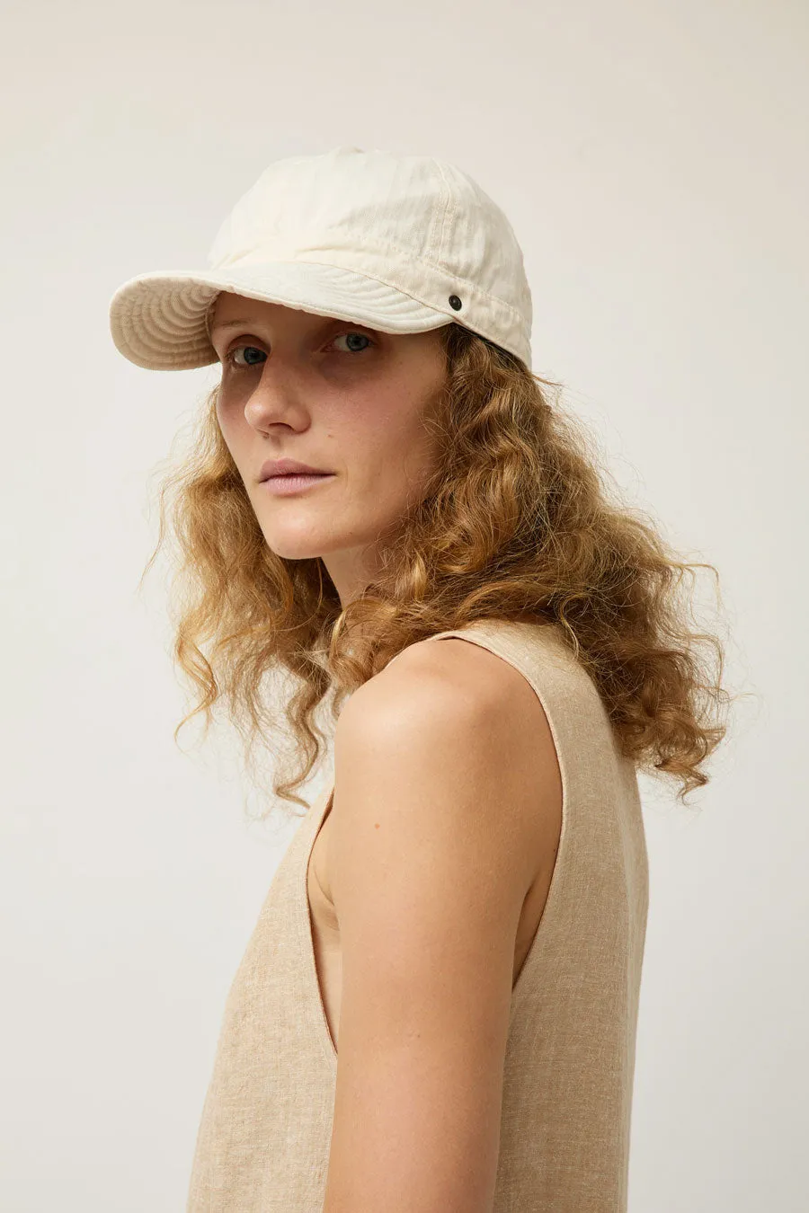 DECHO Herringbone Shallow Kome Cap with Sunshade in Ivory sold by No. 6