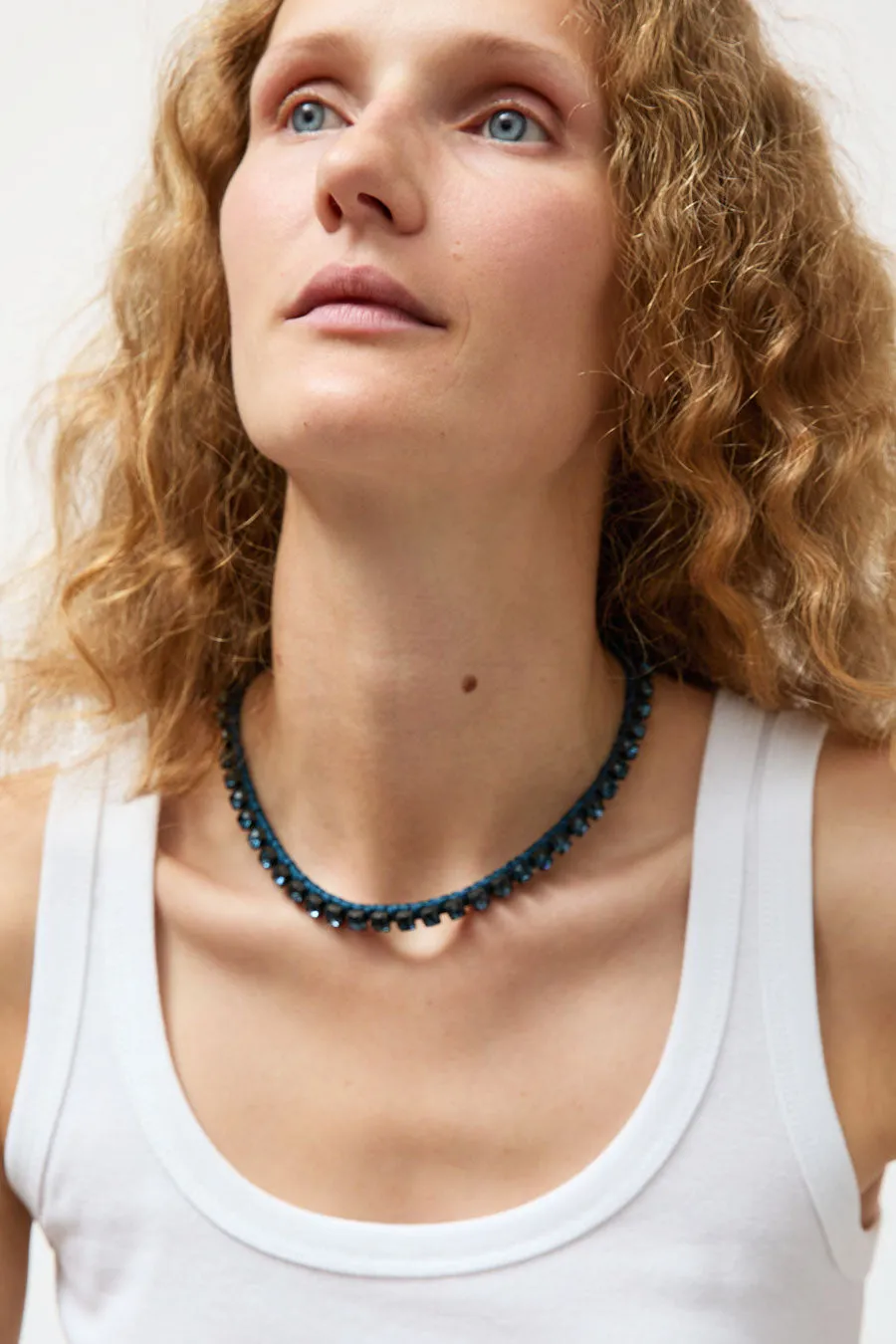 Alyssa Norton Single Row Silk Wrapped Rhinestone Necklace in Montana Blue sold by No. 6 product image thumbnail 3