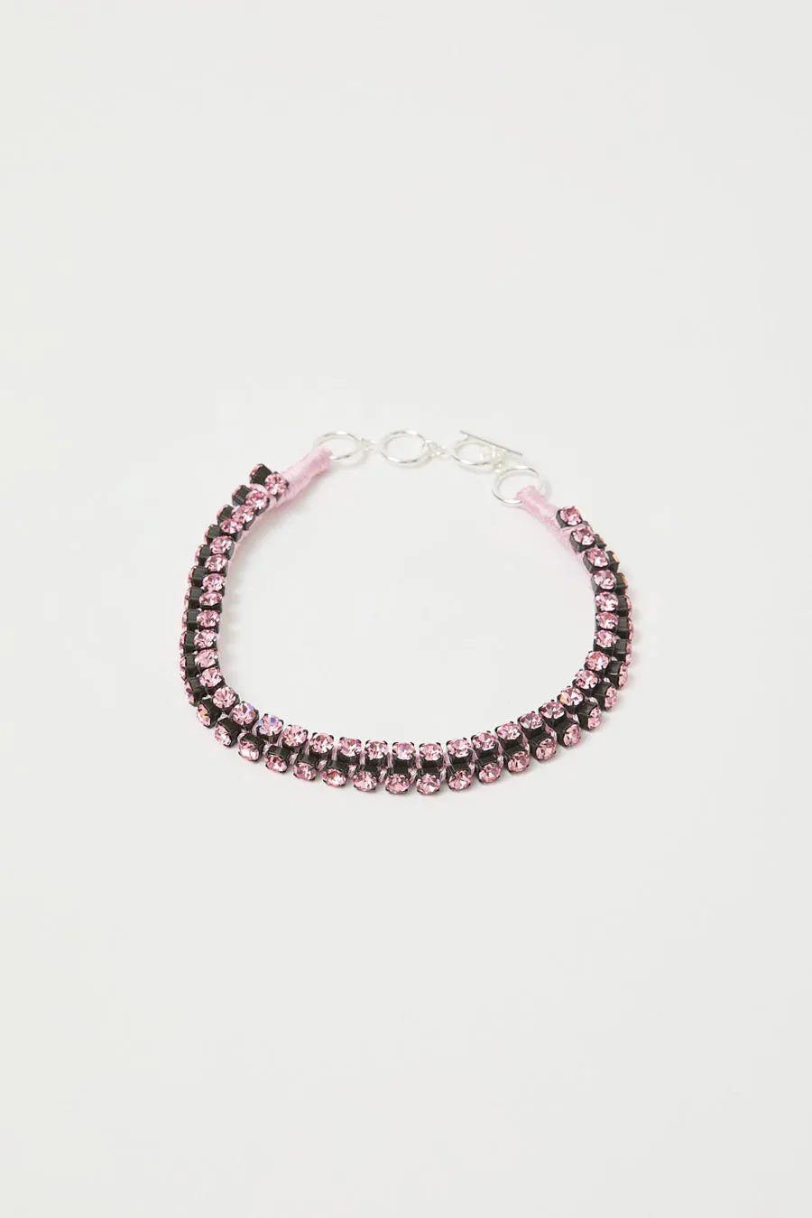Alyssa Norton Double Row Silk Wrapped Rhinestone Necklace in Pink sold by No. 6 product image thumbnail 2