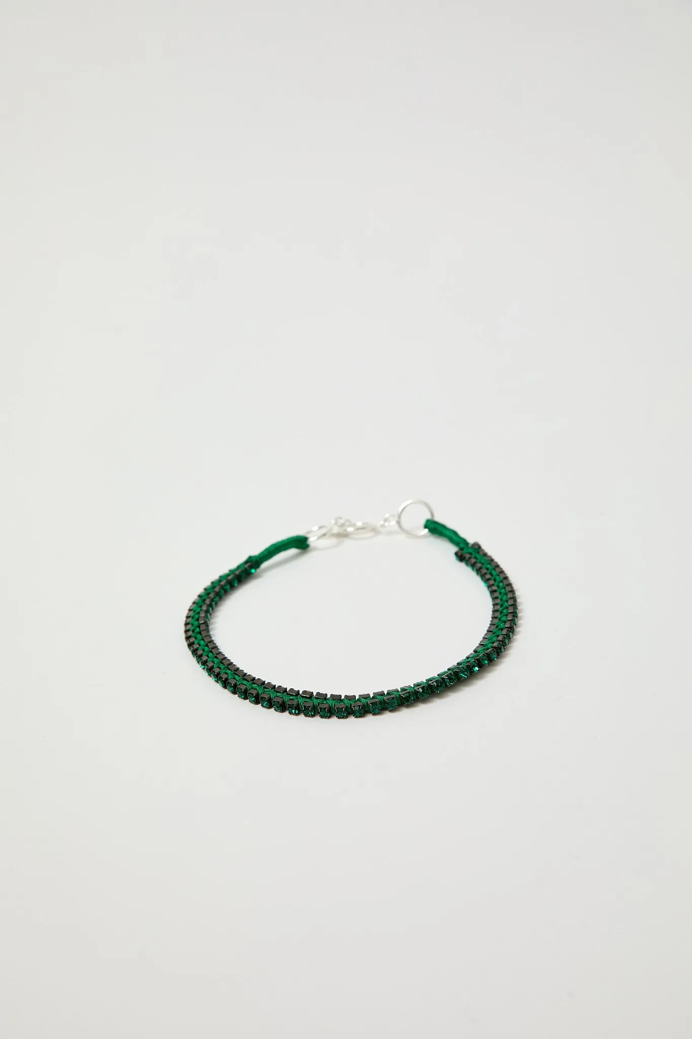 Alyssa Norton Double Row Silk Wrapped Rhinestone Necklace in Green sold by No. 6 product image thumbnail 2