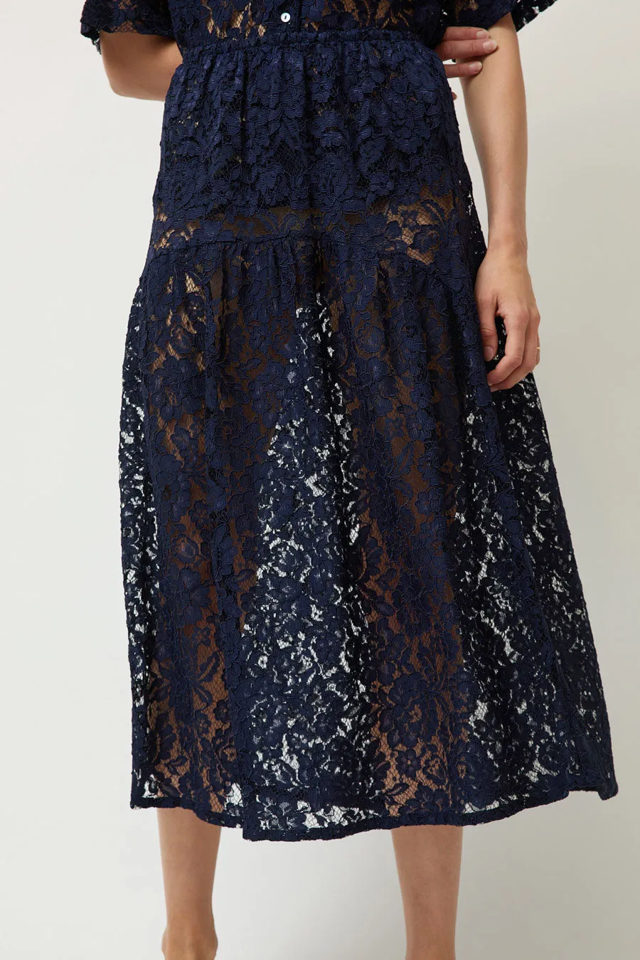 A Bronze Age Field Skirt in Navy Lace sold by No. 6 product image thumbnail 3