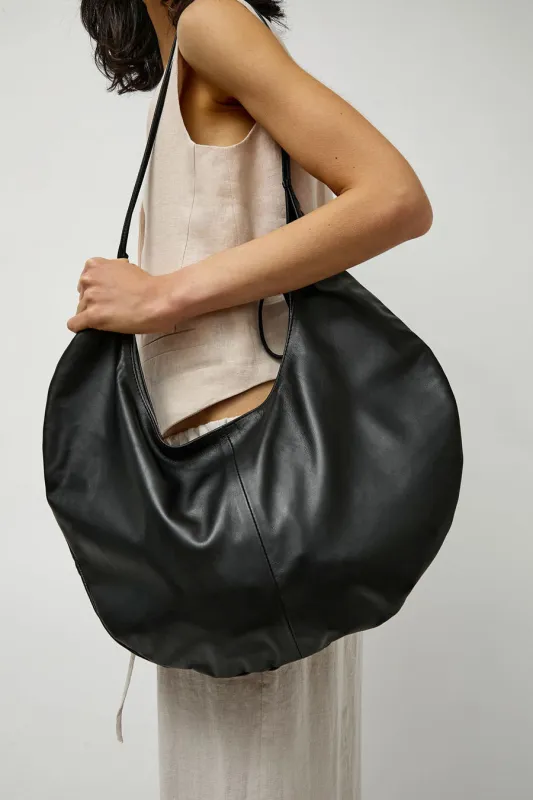 Modern Weaving Half Moon Zip Crossbody Bag in Black made by Modern Weaving