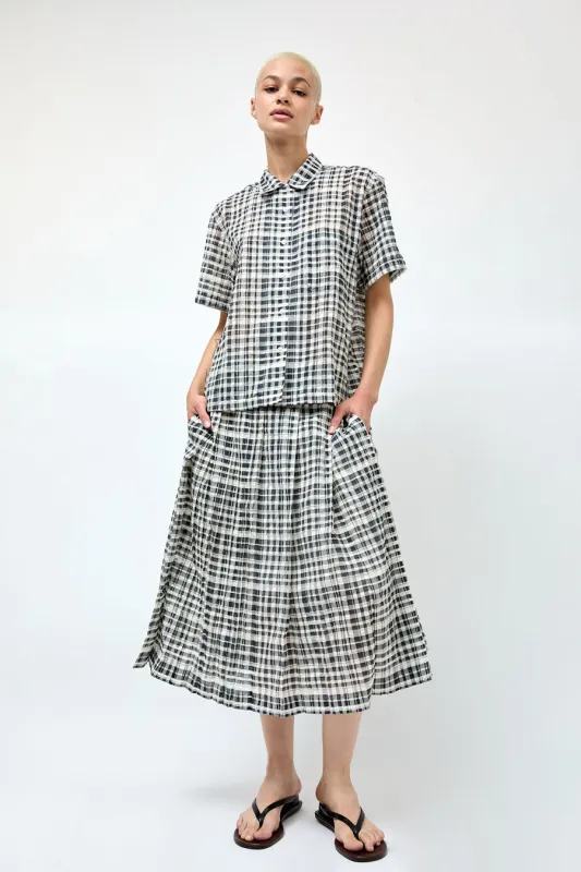 YMC Rosetta Skirt in Charcoal and Off White made by YMC