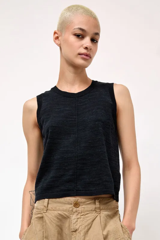 YMC Dot Knit Vest in Black Marl made by YMC