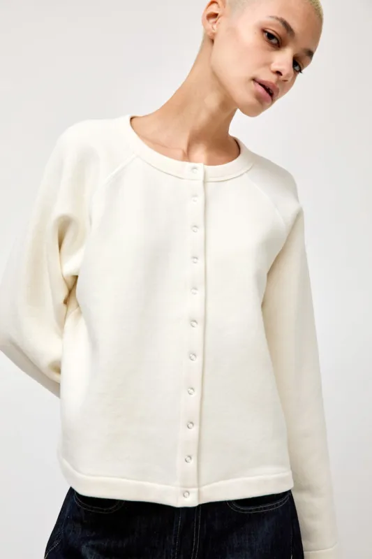 B Sides Snap Cardigan in Oyster made by B Sides Jeans