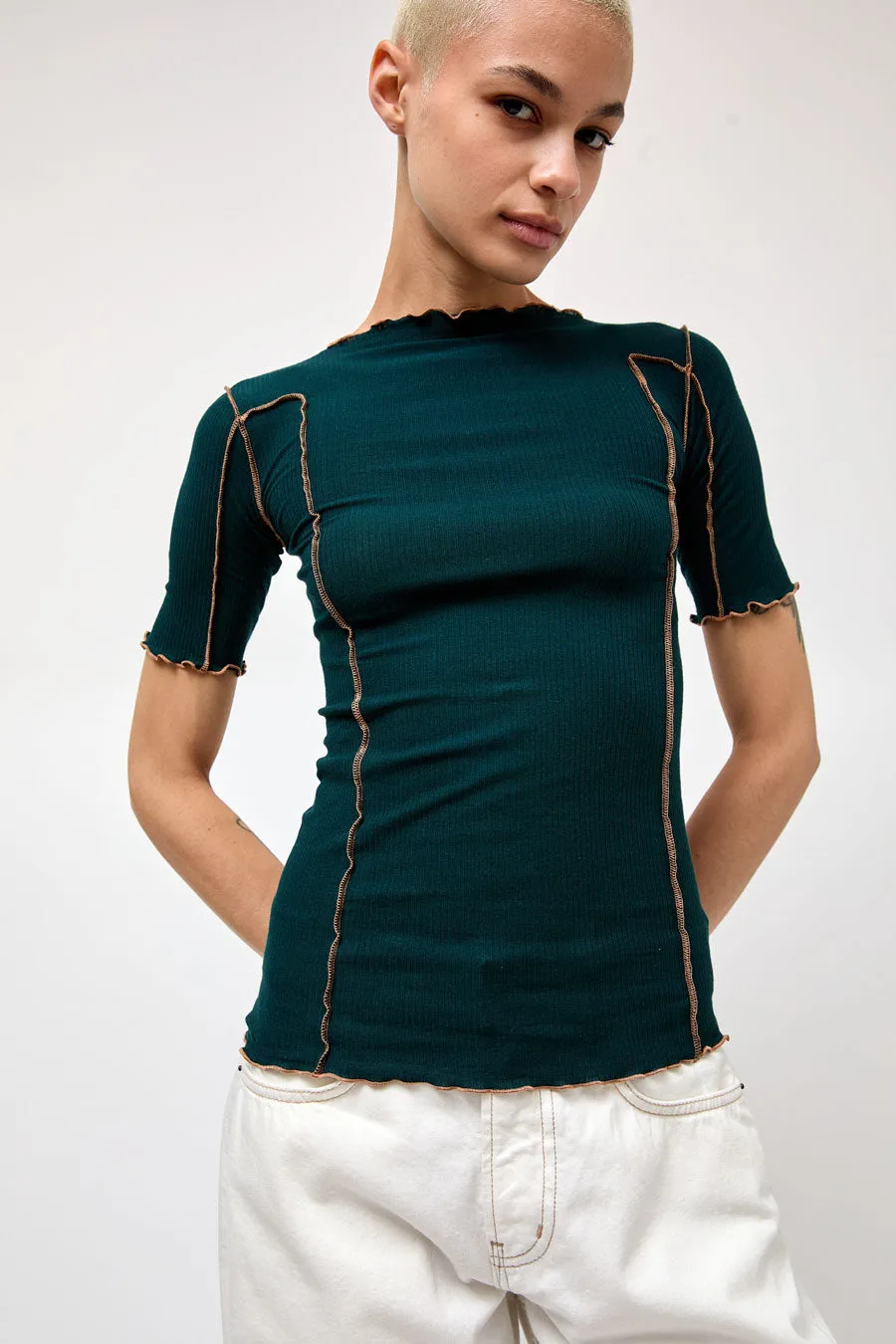 Baserange Omato 3/4 Tee Shirt in Hirsu Green sold by No. 6