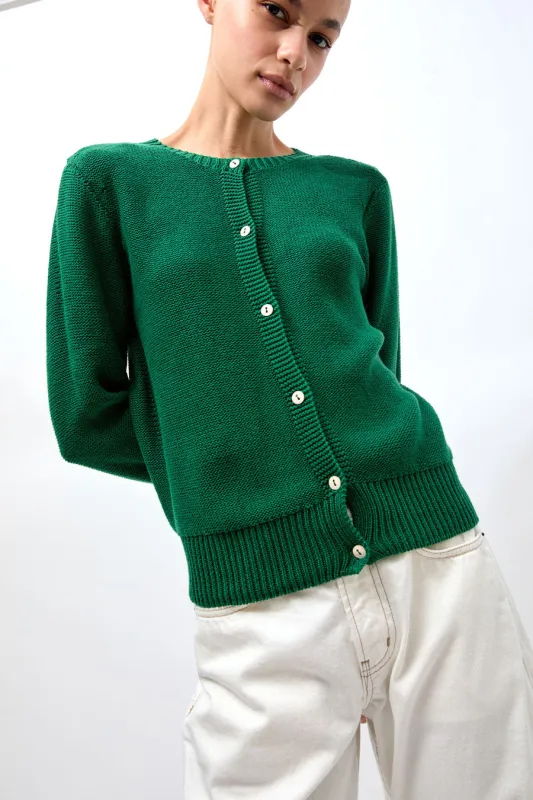 Baserange Tier Cardigan in Calla Green made by Baserange