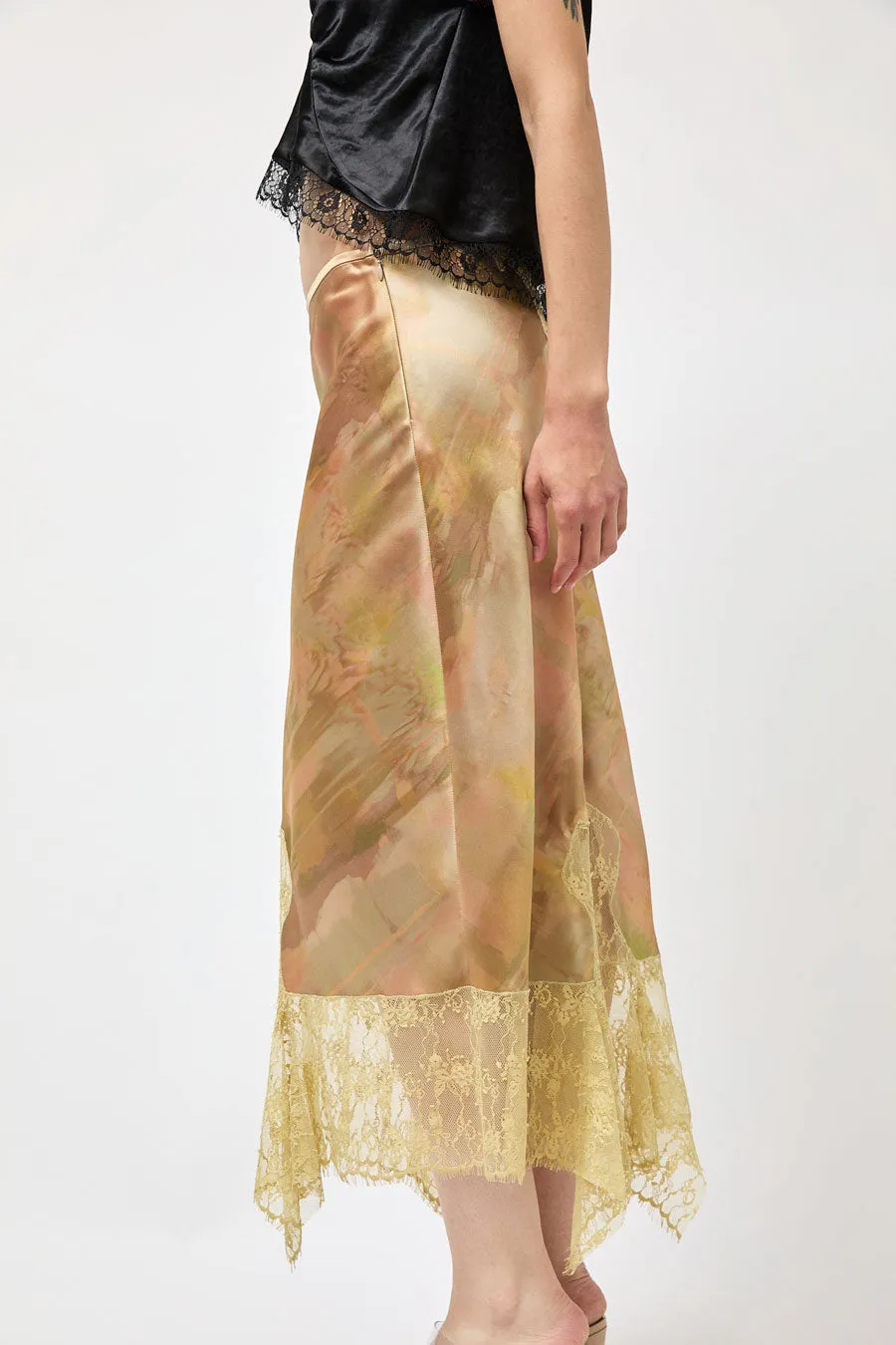 Collina Strada Satin Hiss Skirt in Olive Gua Sha sold by No. 6 product image thumbnail 4