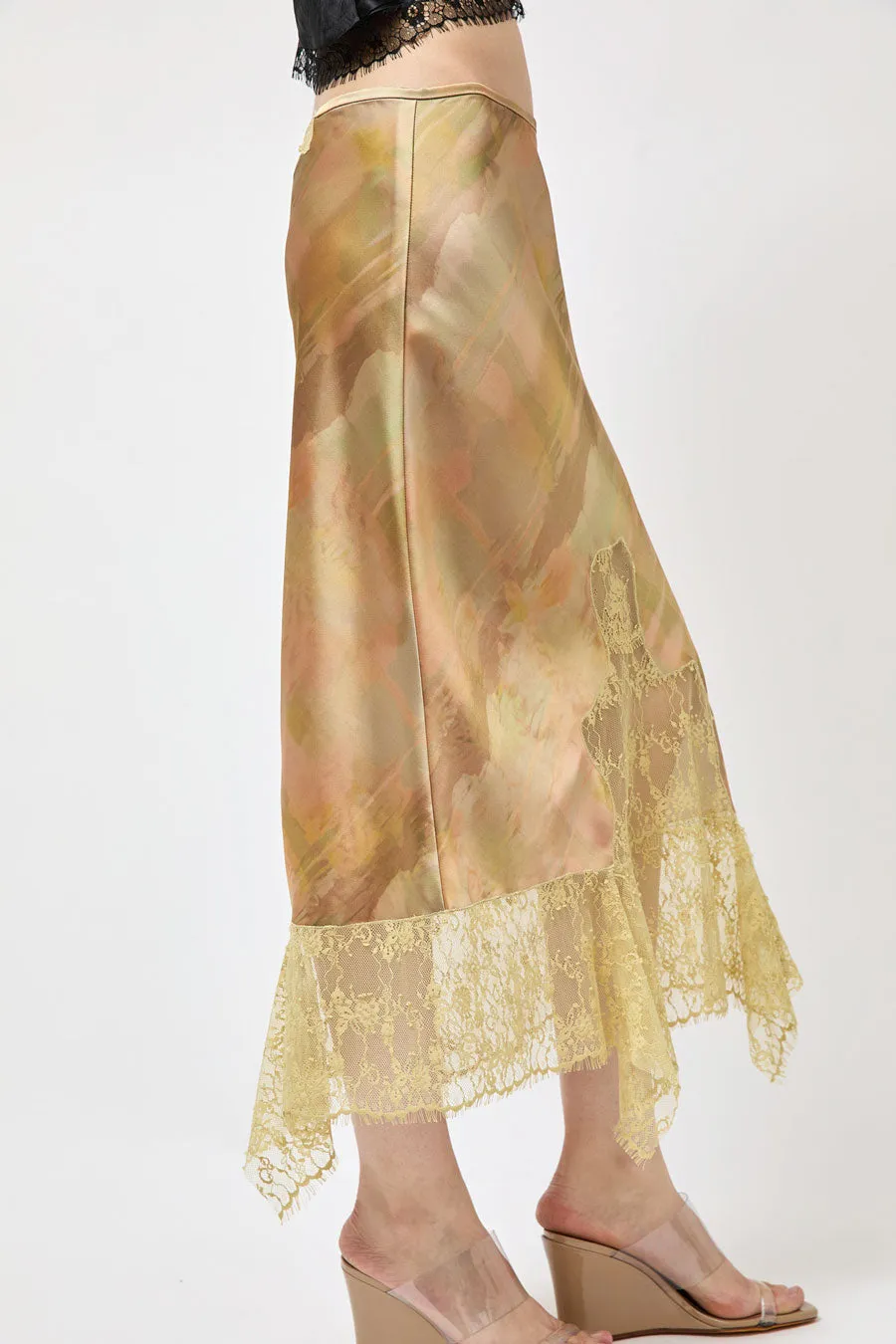 Collina Strada Satin Hiss Skirt in Olive Gua Sha sold by No. 6 product image thumbnail 2