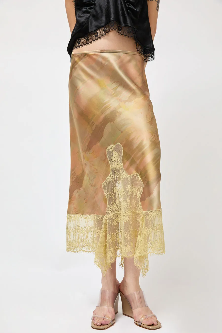 Collina Strada Satin Hiss Skirt in Olive Gua Sha sold by No. 6 product image thumbnail 3