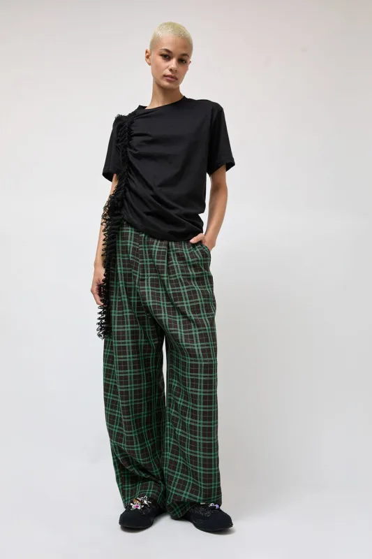 Collina Strada Catchfly Pant in Jade Plaid made by Collina Strada