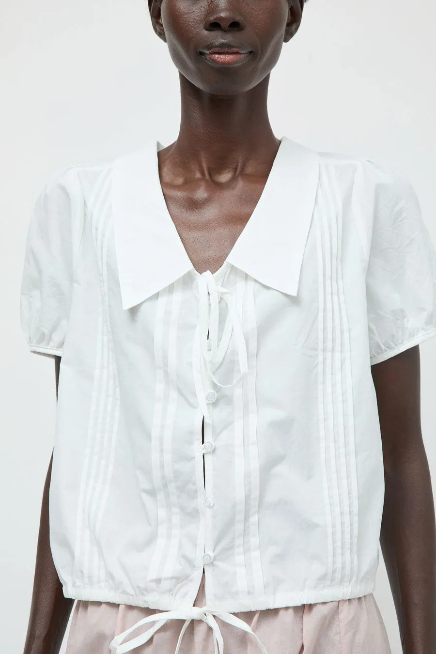 Deiji Studios Fine Collar Top in White sold by No. 6