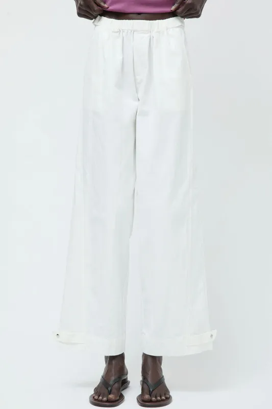 Deiji Studios Snap Tab Pant in White made by Deiji Studios