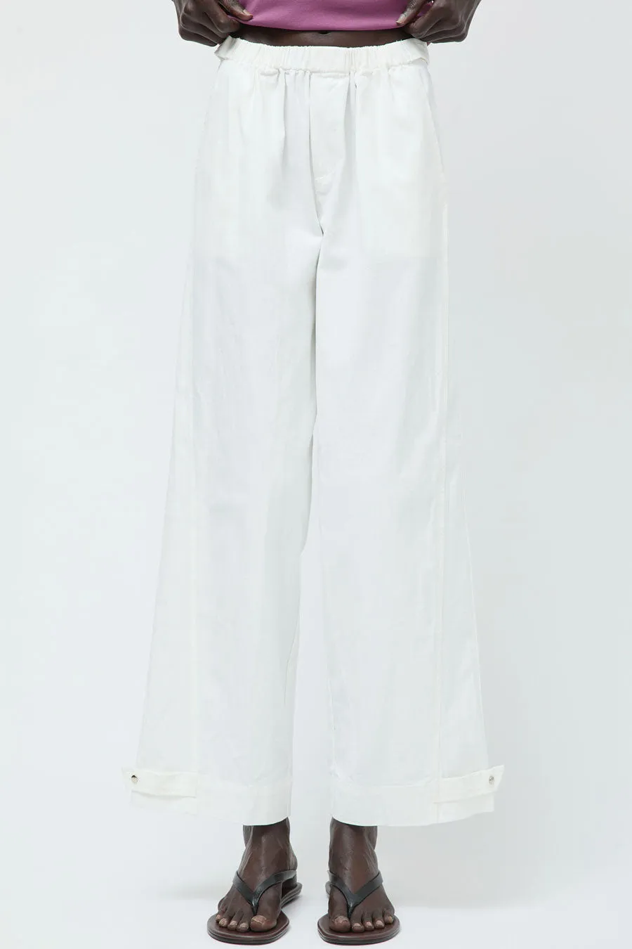 Deiji Studios Snap Tab Pant in White sold by No. 6