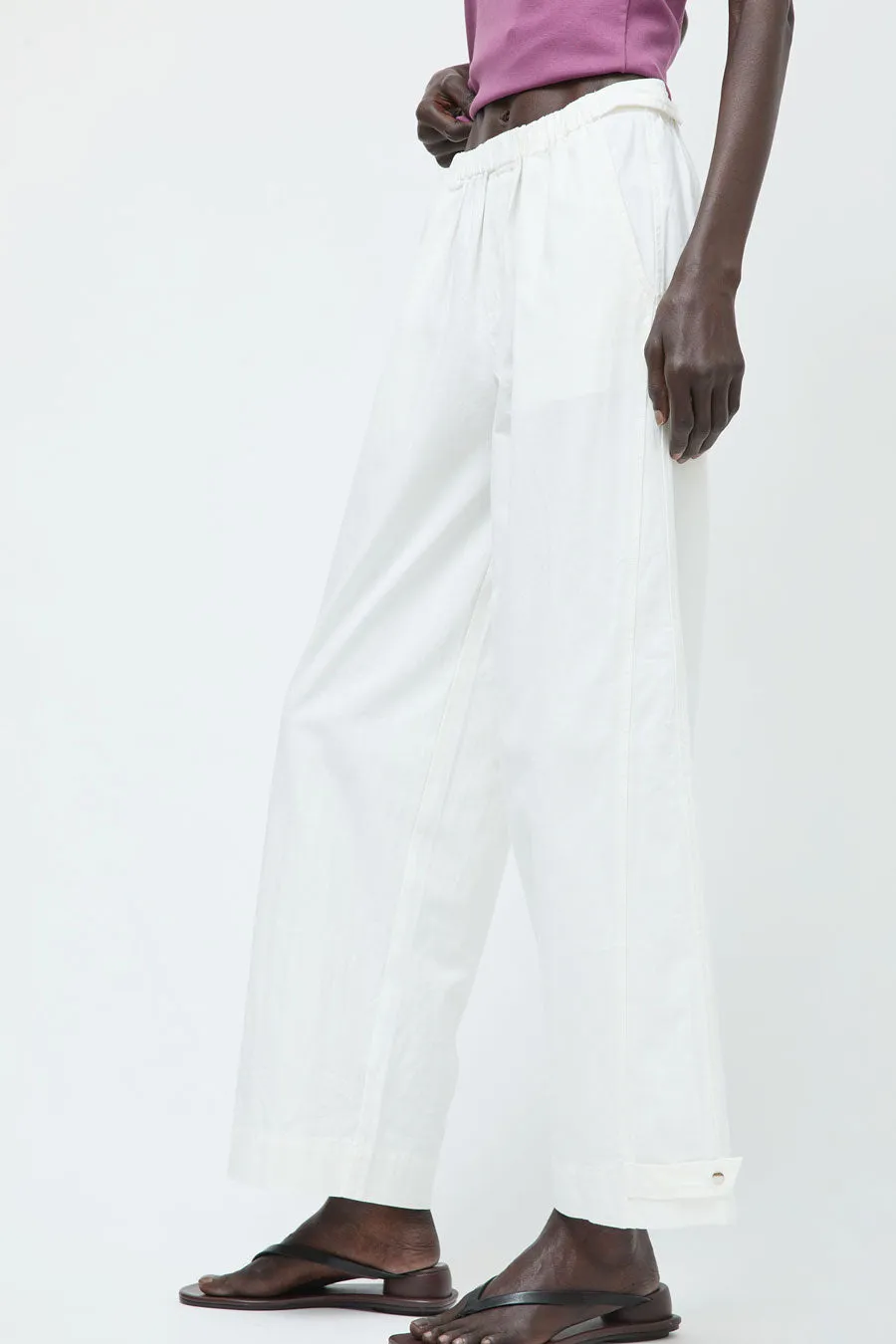 Deiji Studios Snap Tab Pant in White sold by No. 6 product image thumbnail 3
