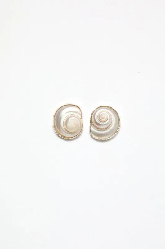 Le Chic Radical Seashell Studs in Silver made by No. 6