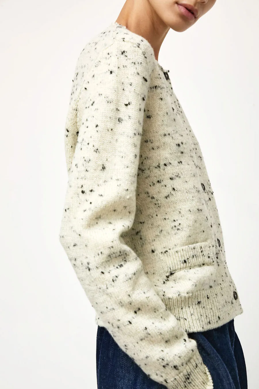 CORDERA Merino Wool Flecked Cardigan in Natural sold by No. 6 product image thumbnail 4